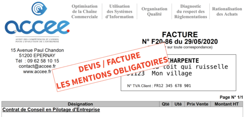 Devis / Factures : Les mentions obligatoires